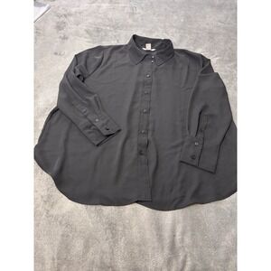 H&M Black Long Sleeve Collared Button Up Shirt Women XL Vented Hem